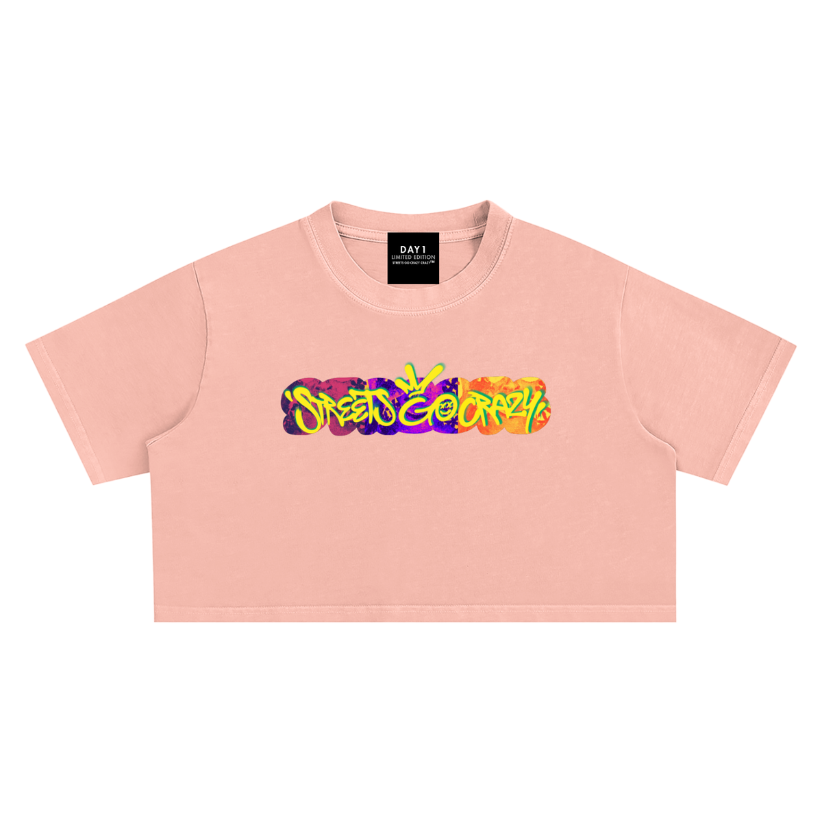 Morgan - Snow Washed Crop Top - Salmon Pink