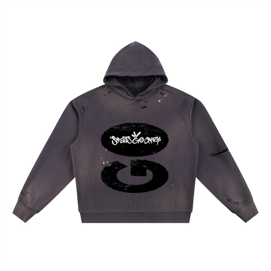 Stoner Sun Fade Frayed Fleece Hoodie Purple