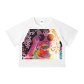 Mineral Wash Raglan Crop T-Shirt-White