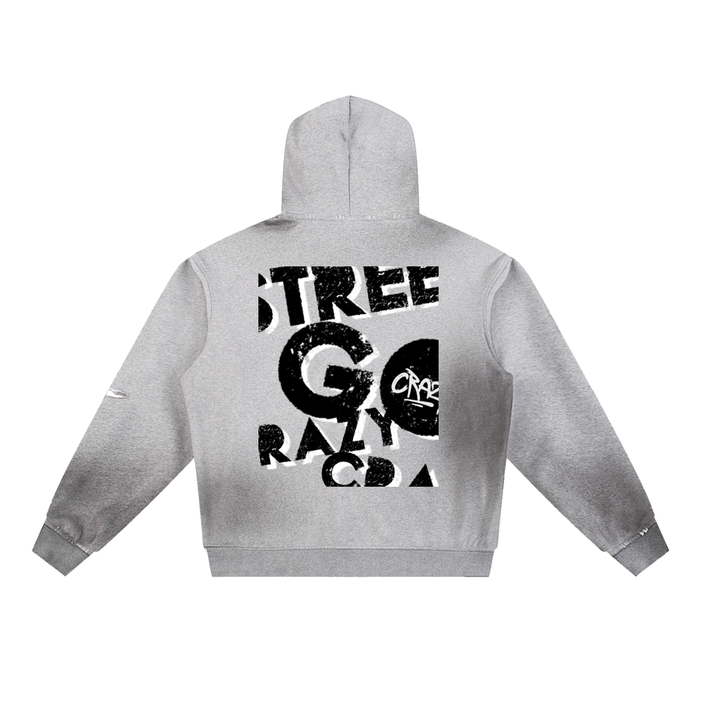 Stoner *Sun Fade Frayed Fleece Hoodie_Gray