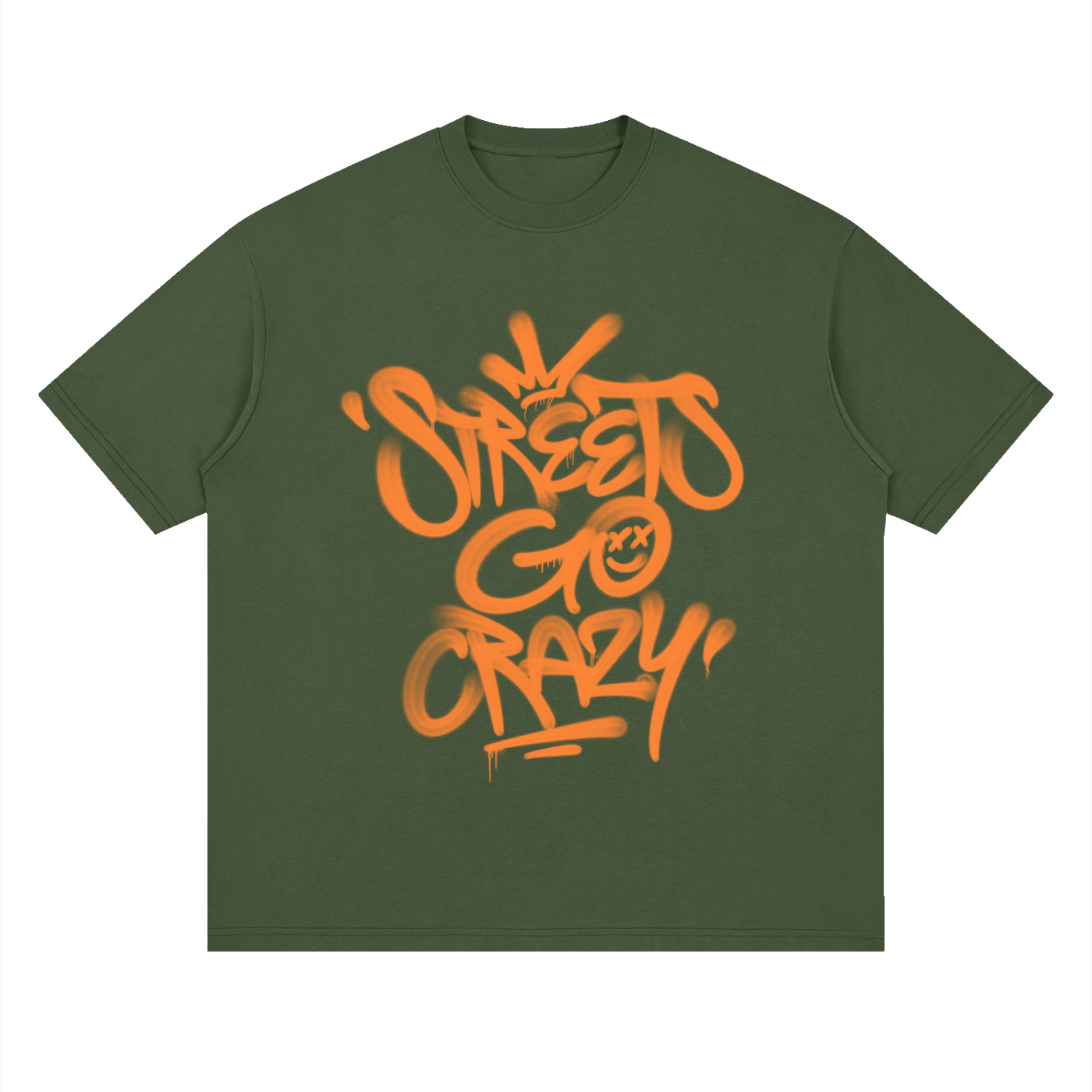 StreetsGoCrazy Loose Drop Shoulder T-Shirt_Jungle Green