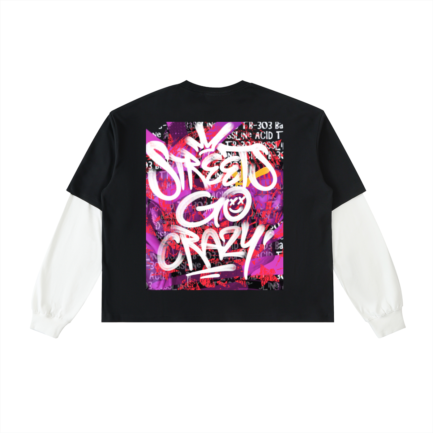 StreetsGoCrazy Layered Contrast Sleeve -Black