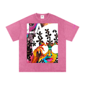 Sunset Snow Washed Oversized Cotton T - Rose Red