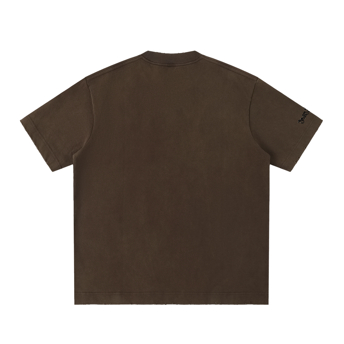 Signature Heavyweight Vintage Washed Frayed T-Shirt - Coffee