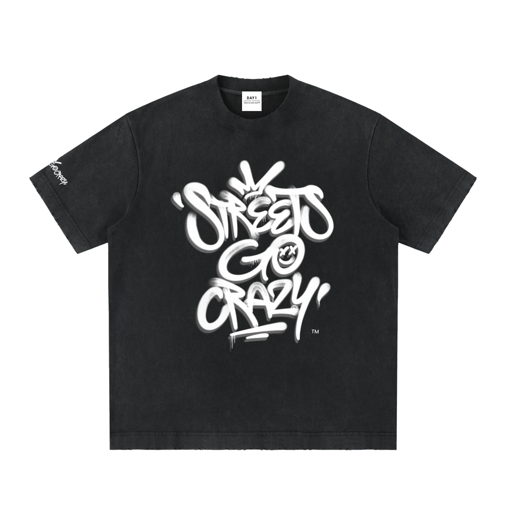Signature - Heavyweight Vintage Washed Frayed T-Shirt - Black