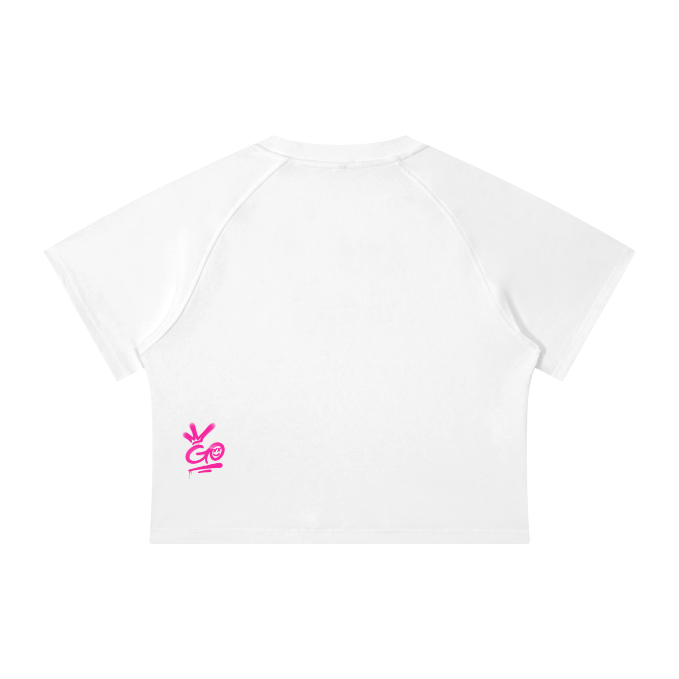 Mineral Wash Raglan Crop T-Shirt-White