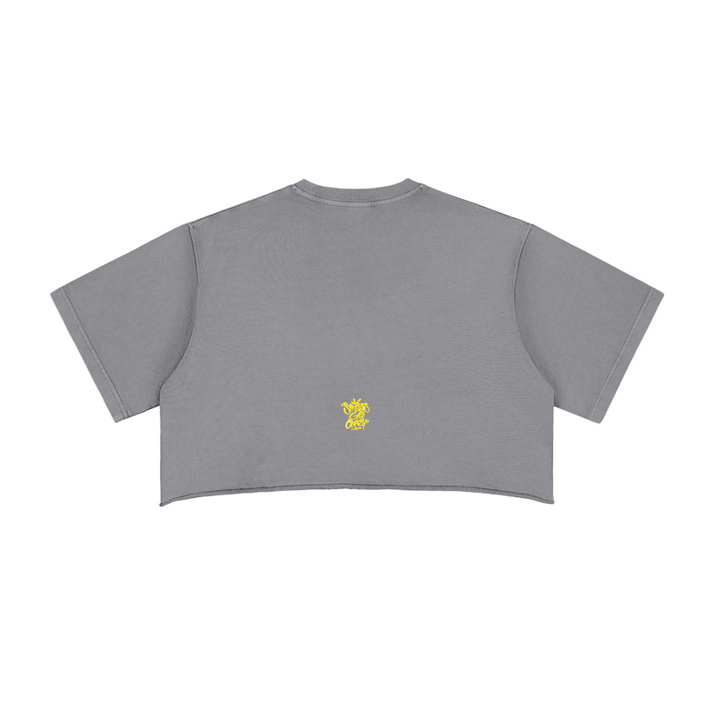 Camino - Snow Washed Raw Edge Crop Top - Gray