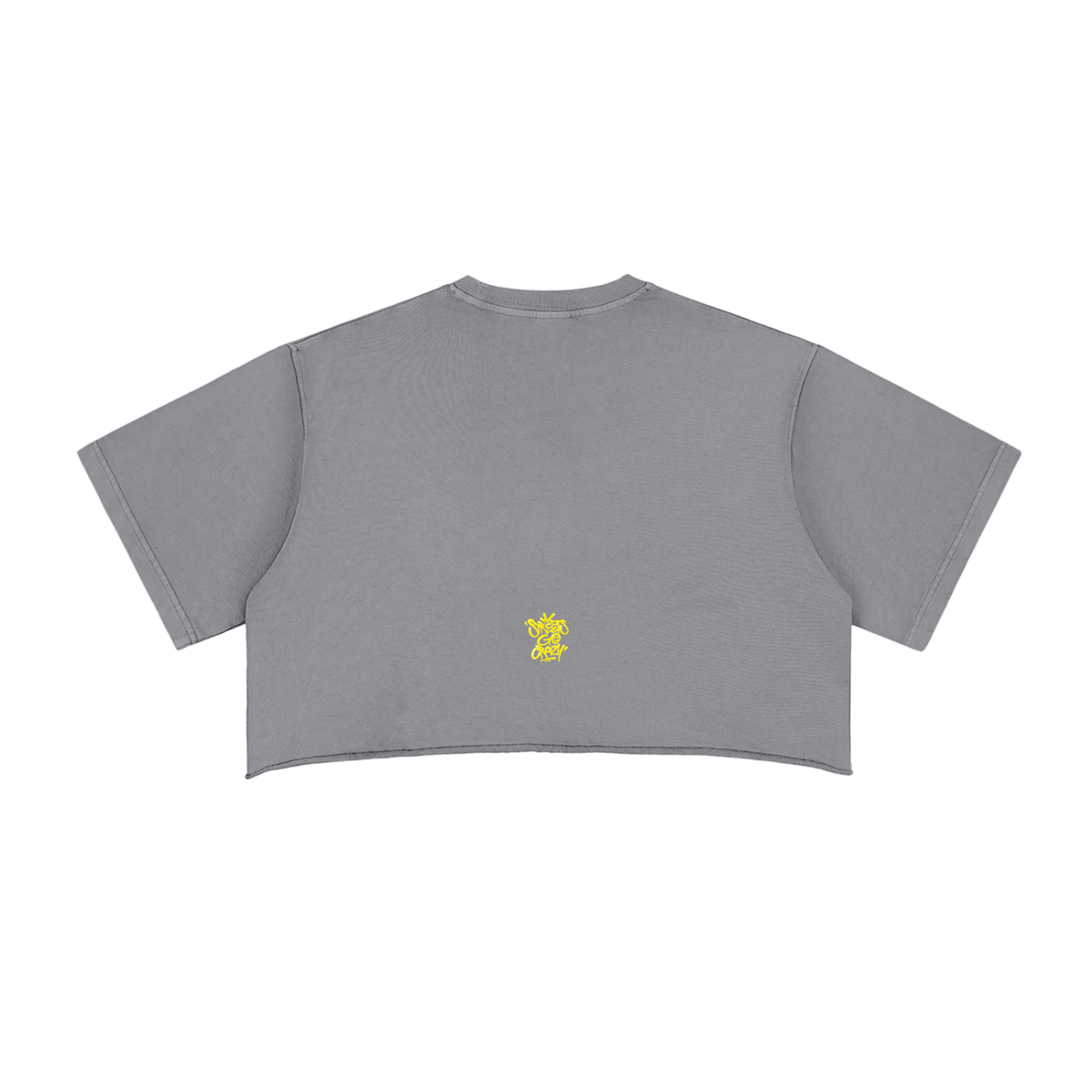 Camino - Snow Washed Raw Edge Crop Top - Gray