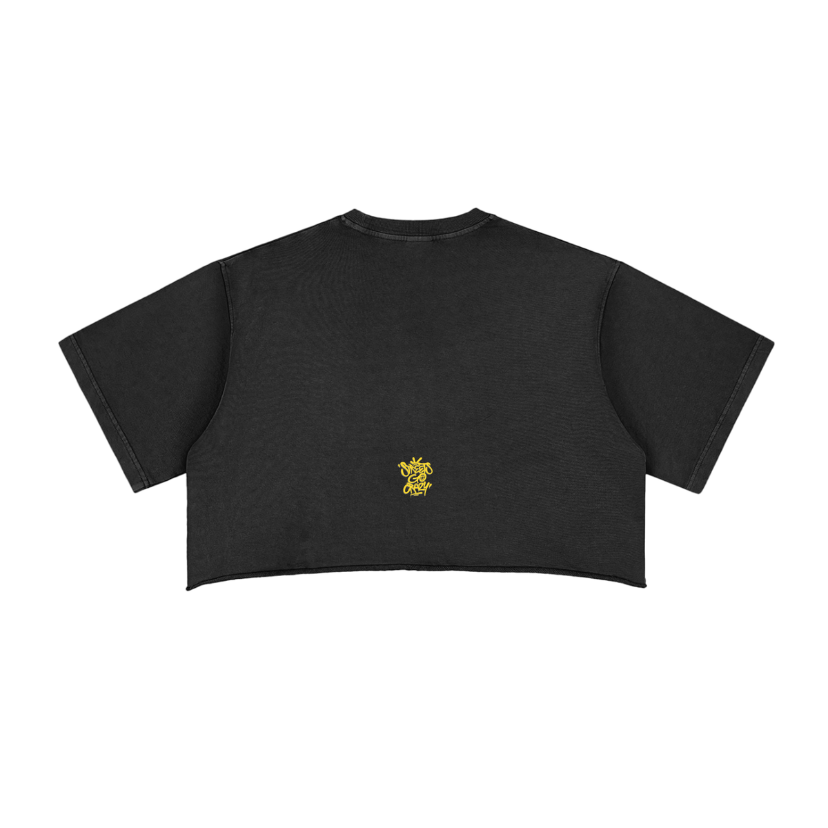 Camino - Snow Washed Raw Edge Crop Top - Black