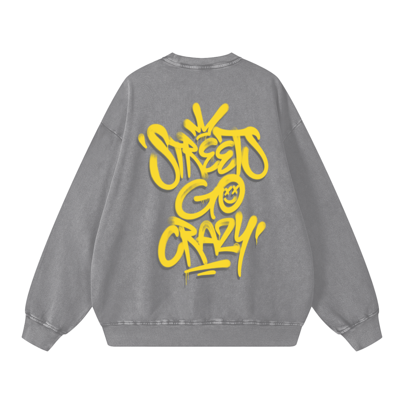 StreetsGoCrazy Snow Washed Oversized Sweatshirt_Light Gray