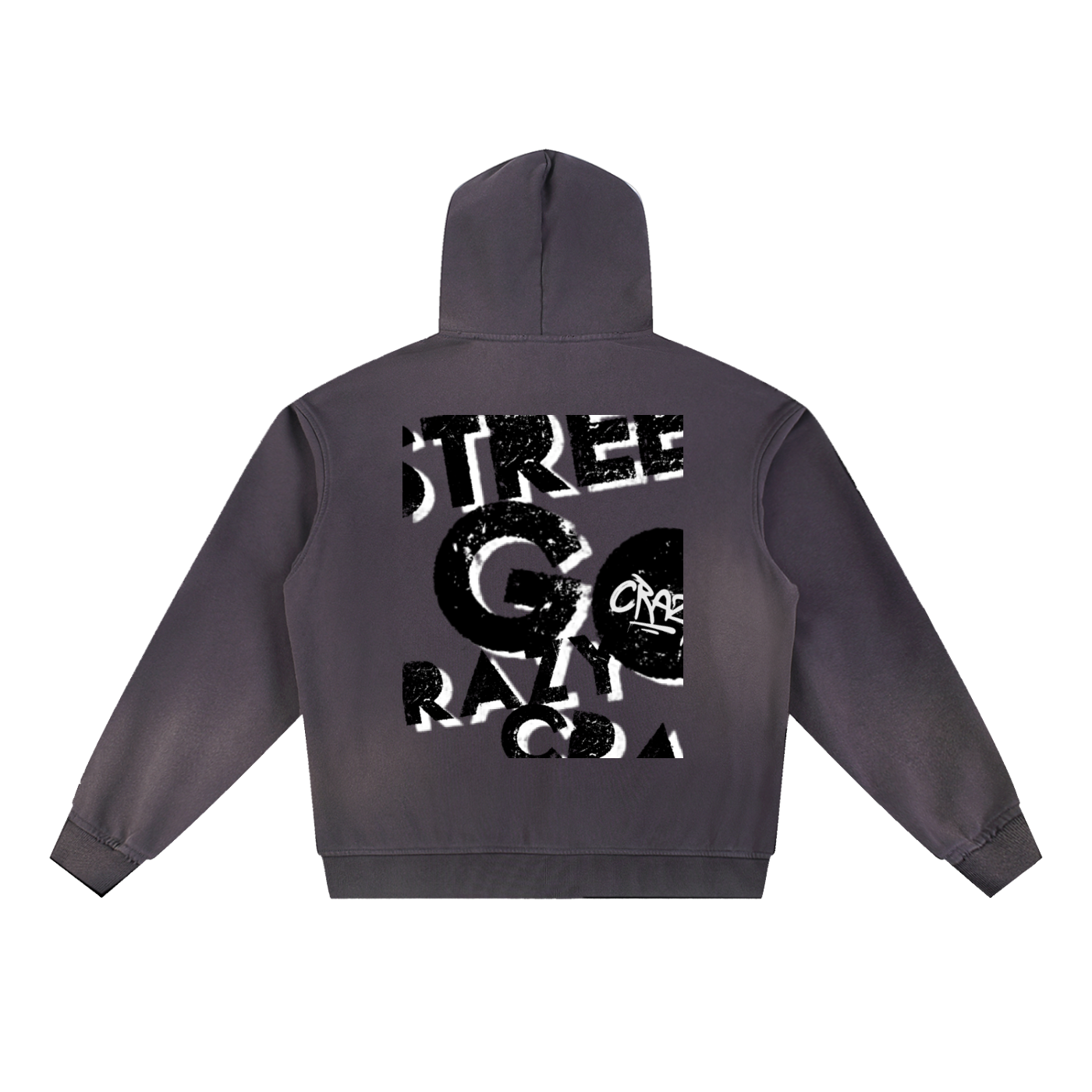 Stoner Sun Fade Frayed Fleece Hoodie Purple
