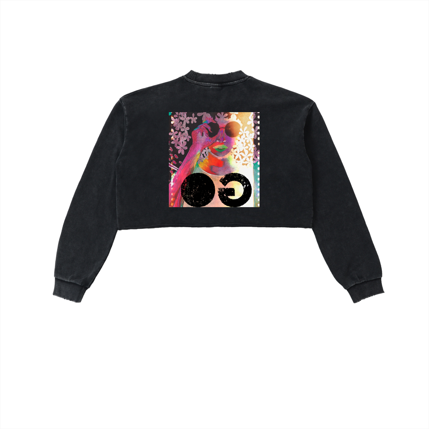 Snow Washed Raw Edge Cropped Sweatshirt