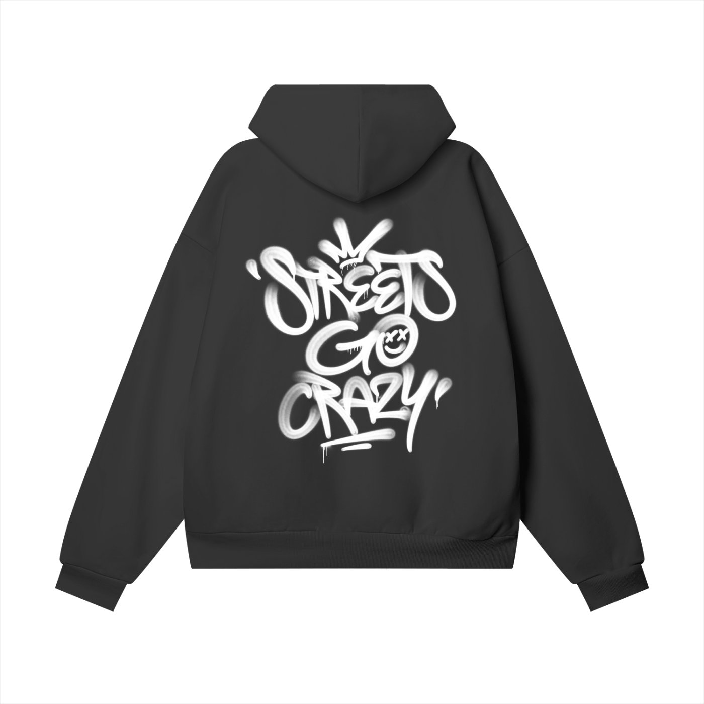 StreetsGoCrazy Heavyweight Hidden Pocket Fleece Hoodie_Black