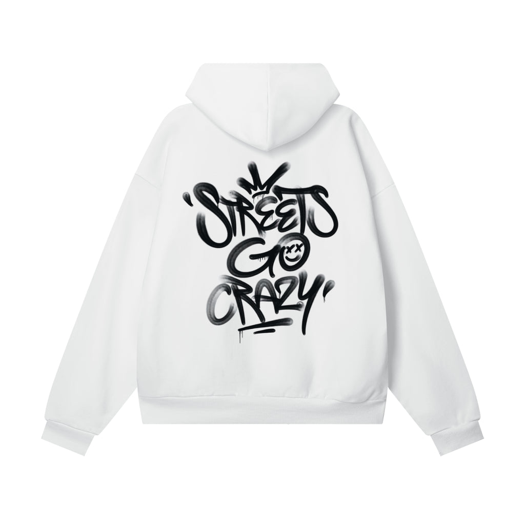 StreetsGoCrazy Heavyweight Hidden Pocket Fleece Hoodie_White