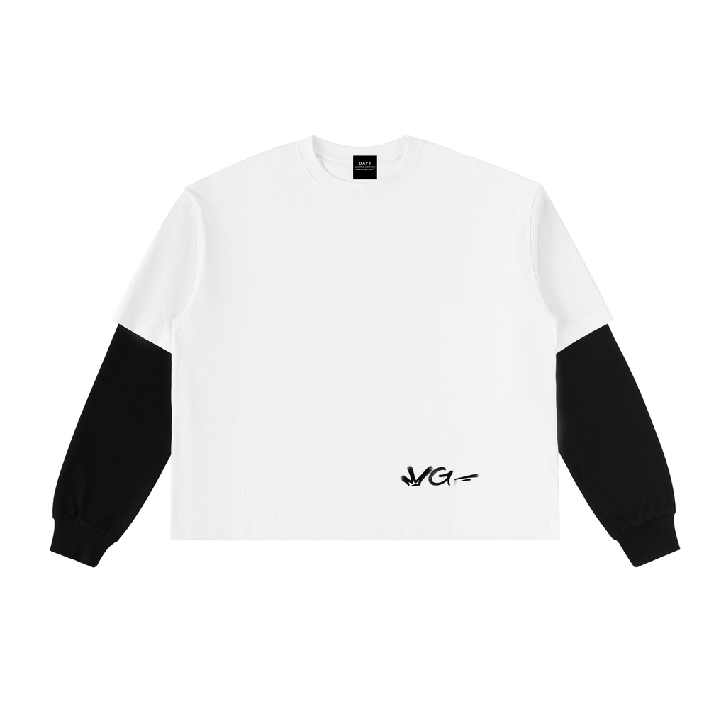 List Layered Contrast Sleeve - White