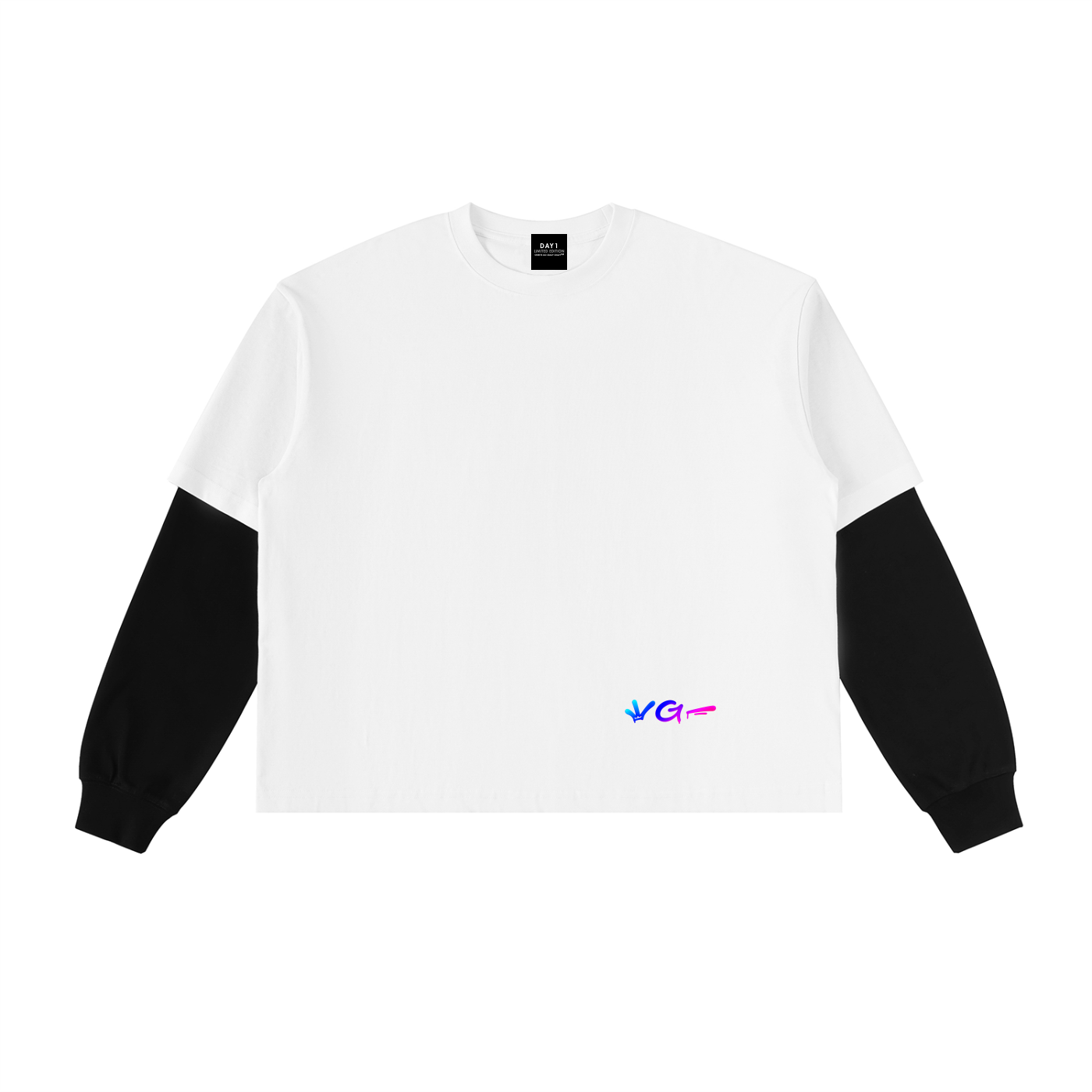 O.D. Layered Contrast Sleeve - White