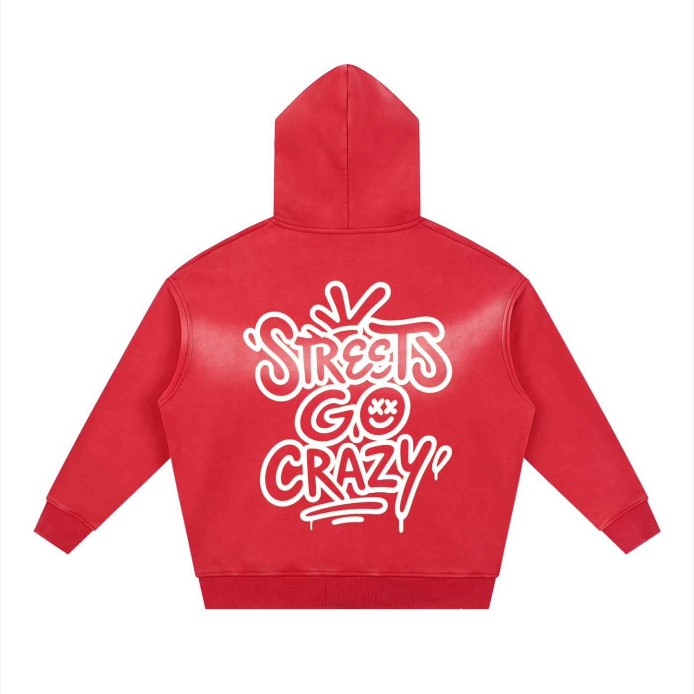 Skyline_Sunfade Two-way Zipper Boxy Fleece Hoodie_Red