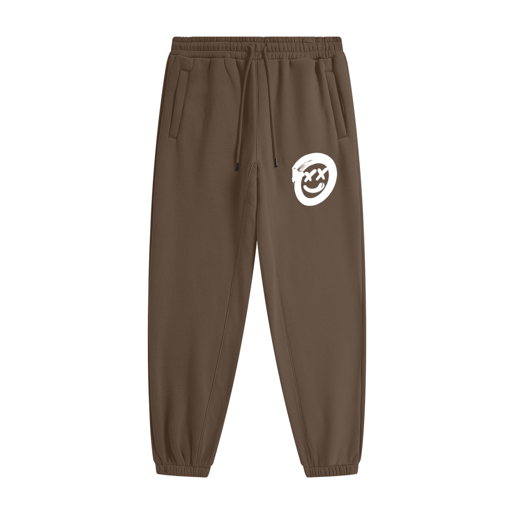 Smiley Face - Unisex Heavyweight Fleece Joggers - Brown