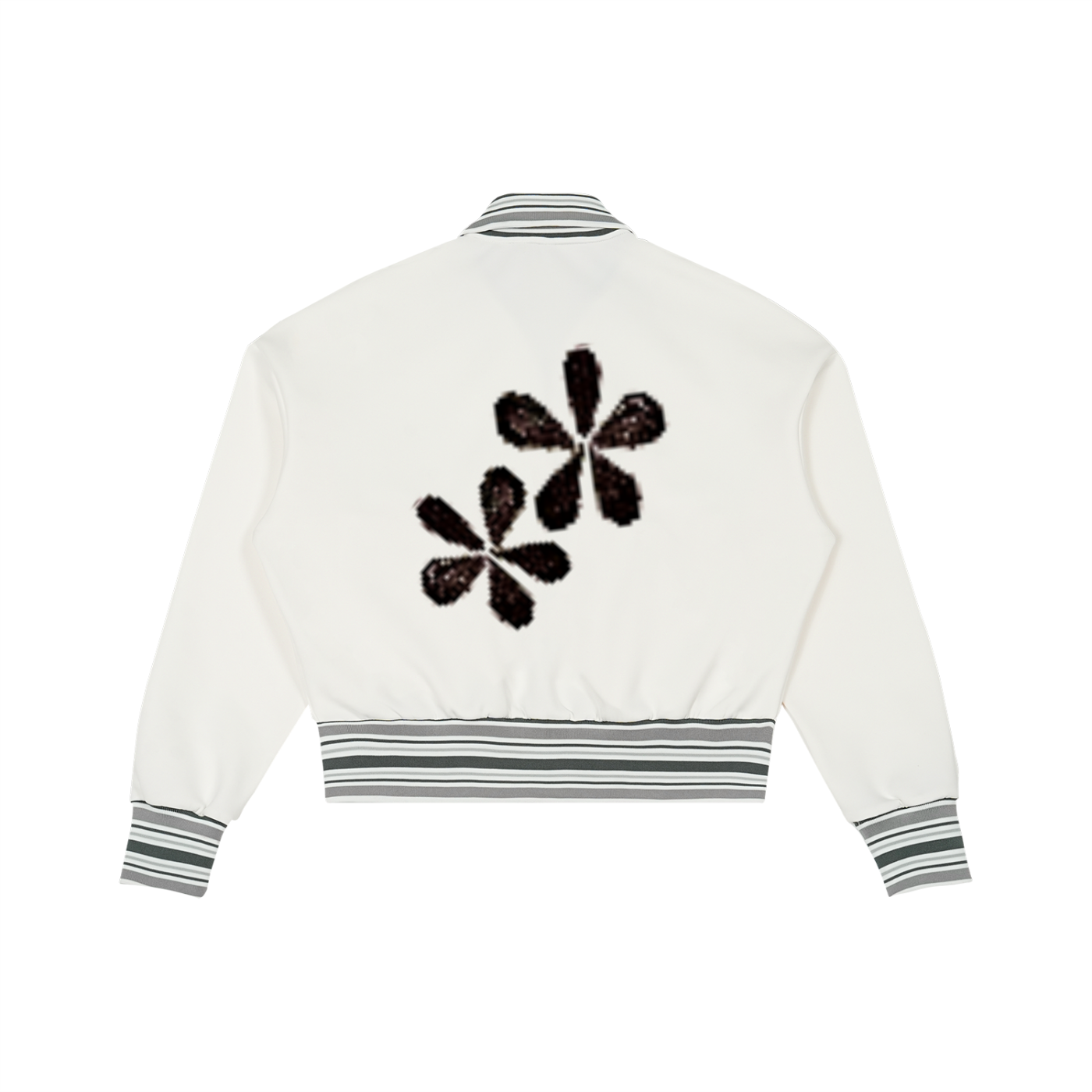 Magnolia Striped Rib Collar Zip Jacket_White