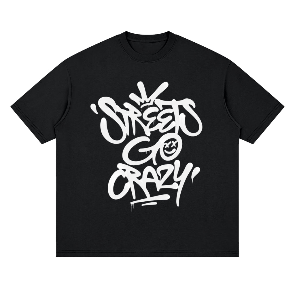 StreetsGoCrazy Loose Drop Shoulder T-Shirt_Black