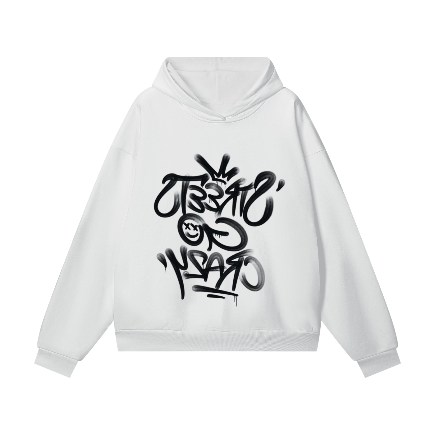 Inverted StreetsGoCrazy Heavyweight Hidden Pocket Fleece Hoodie - White