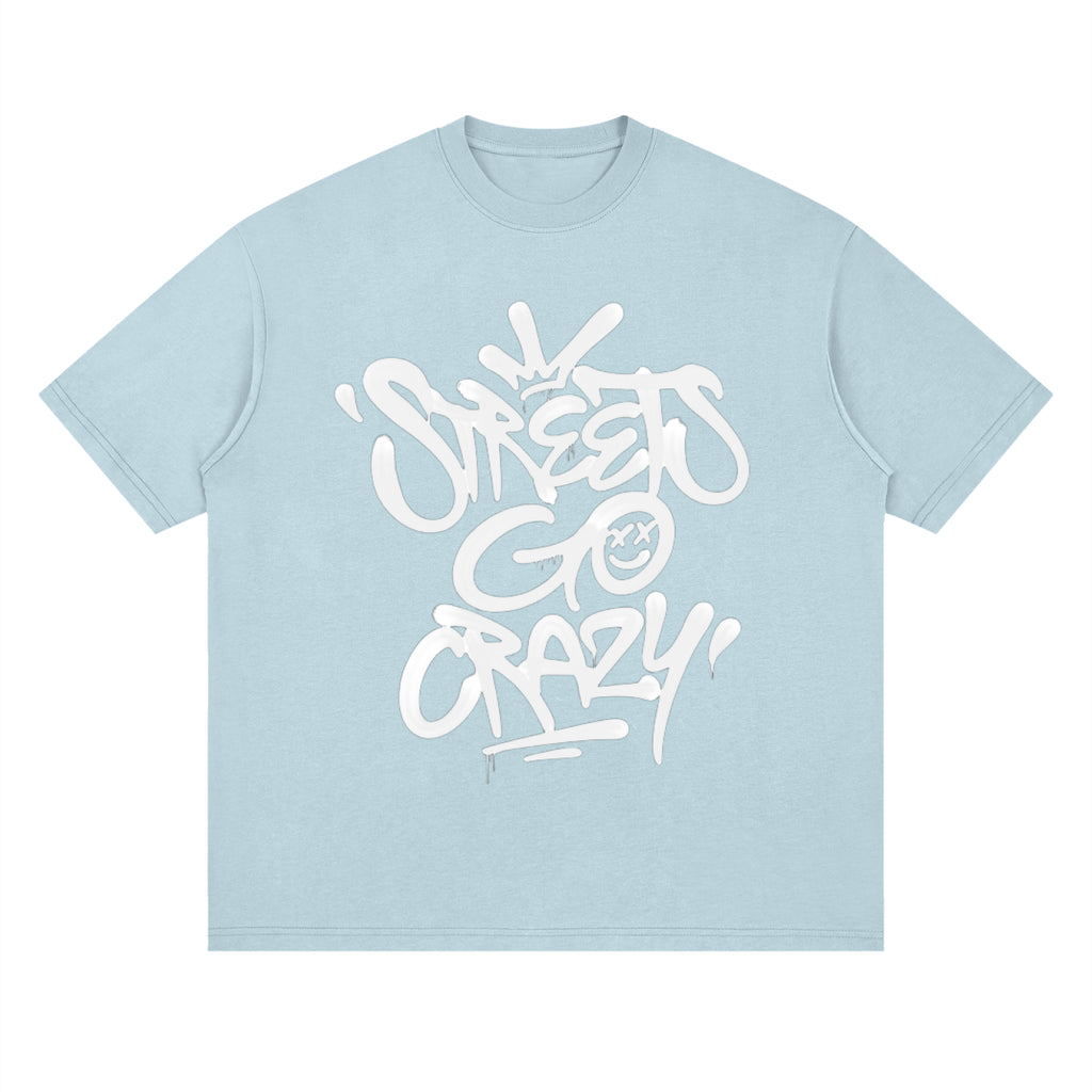 StreetsGoCrazy Loose Drop Shoulder T-Shirt_Light Blue
