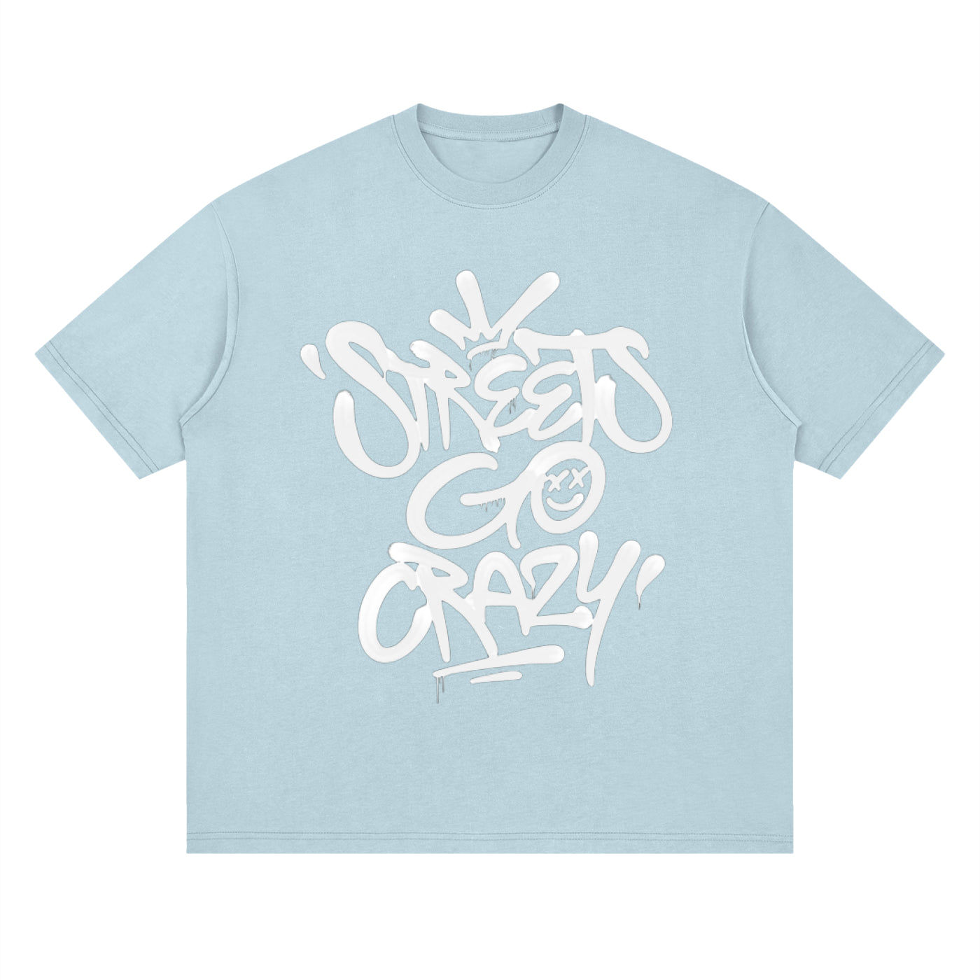 StreetsGoCrazy Loose Drop Shoulder T-Shirt_Light Blue