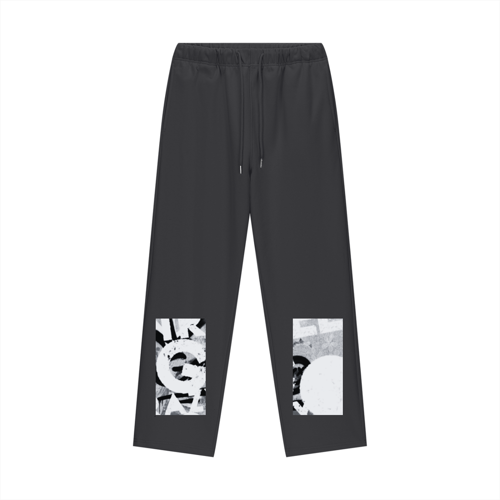 Streets Go Crazy  Fleece Straight Leg Pants - Black