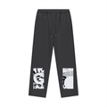 Streets Go Crazy  Fleece Straight Leg Pants - Black