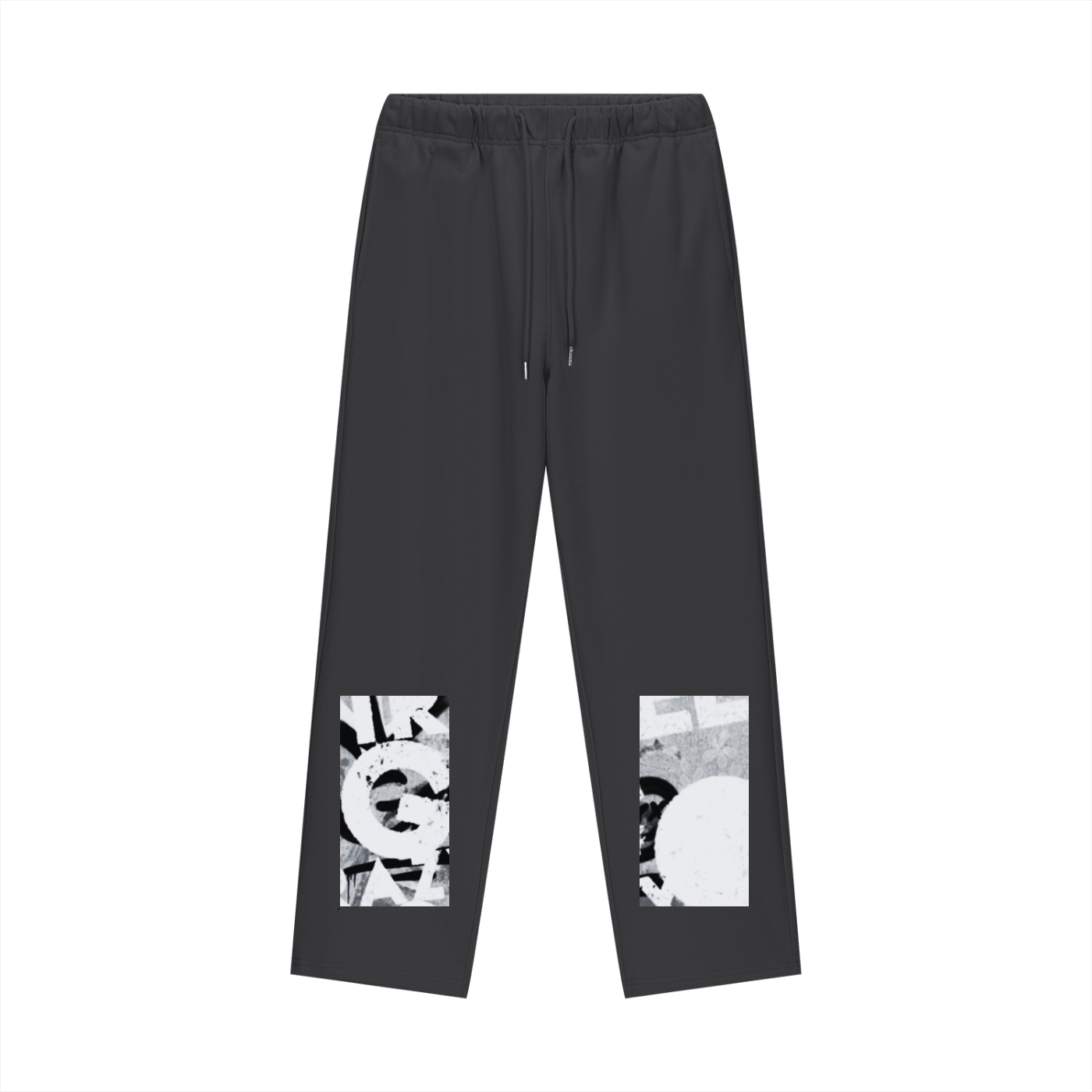 Streets Go Crazy  Fleece Straight Leg Pants - Black