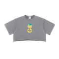 Camino - Snow Washed Raw Edge Crop Top - Gray