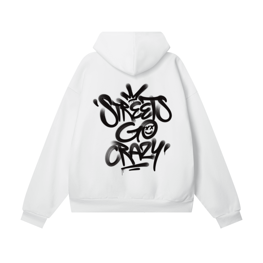 StreetsGoCrazy Heavyweight Hidden Pocket Fleece Hoodie_White
