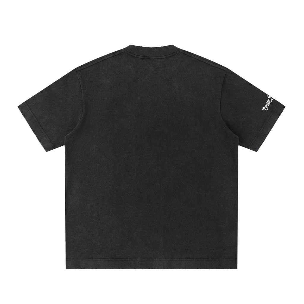 Signature - Heavyweight Vintage Washed Frayed T-Shirt - Black