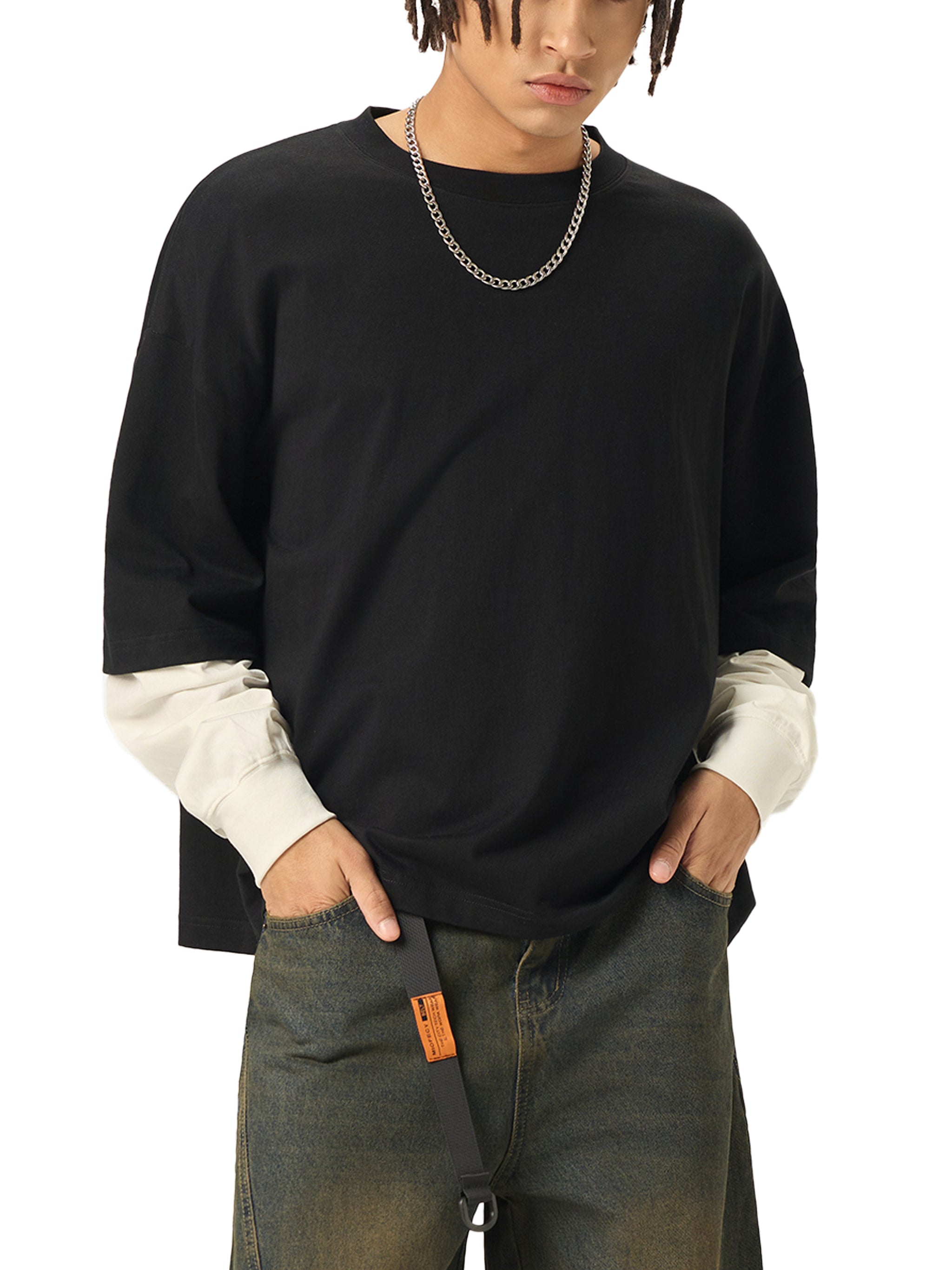 Layered Contrast Sleeve T - NEW BACK