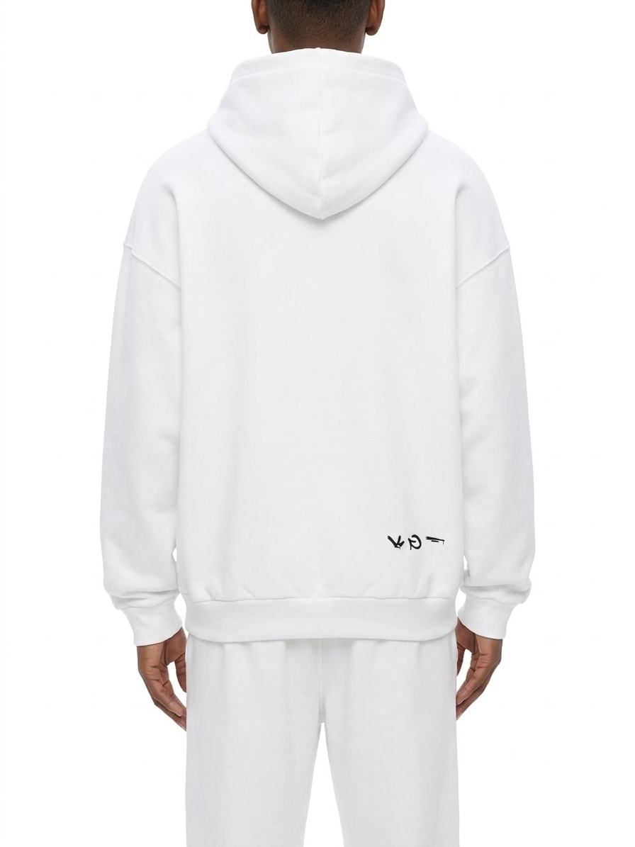 Inverted StreetsGoCrazy Heavyweight Hidden Pocket Fleece Hoodie - White